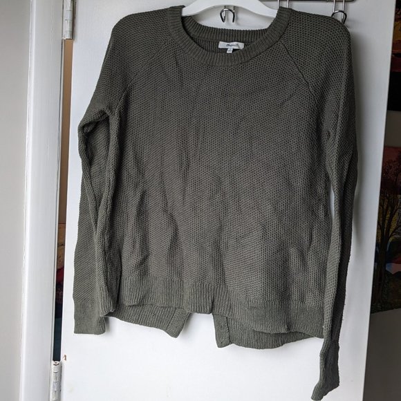 Madewell Sweaters - Madewell Chunky Waffle Knit Pullover Open Crisscross Back Sweater Size Small